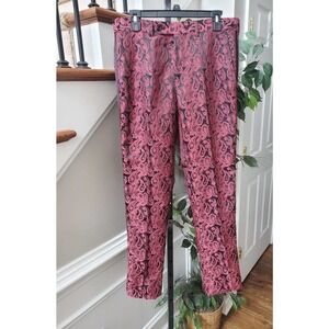 Insomnia Women's Red Black Paisley Rayon Mid Rise Casual Skinny Leg Pants M